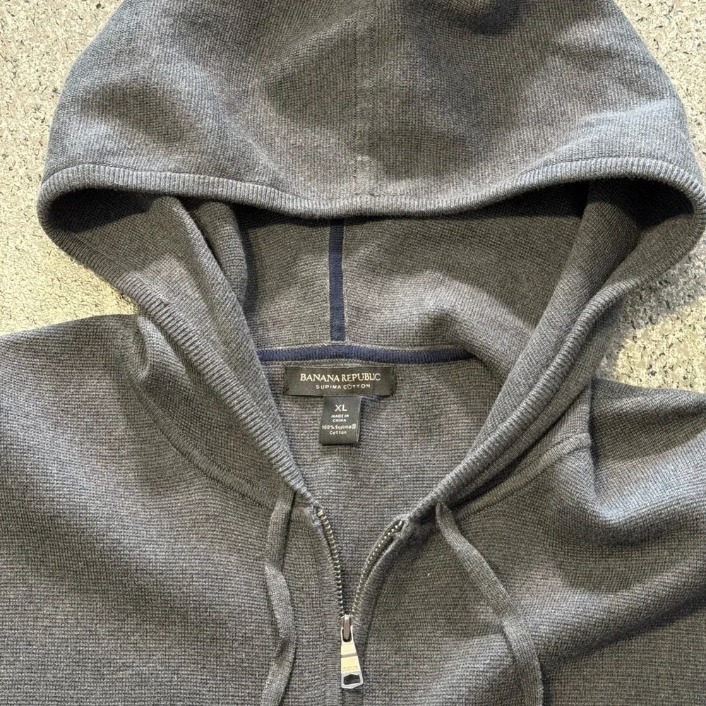 Banana Republic Hoodie Mens XL Supima Cotton Full Zip Grey